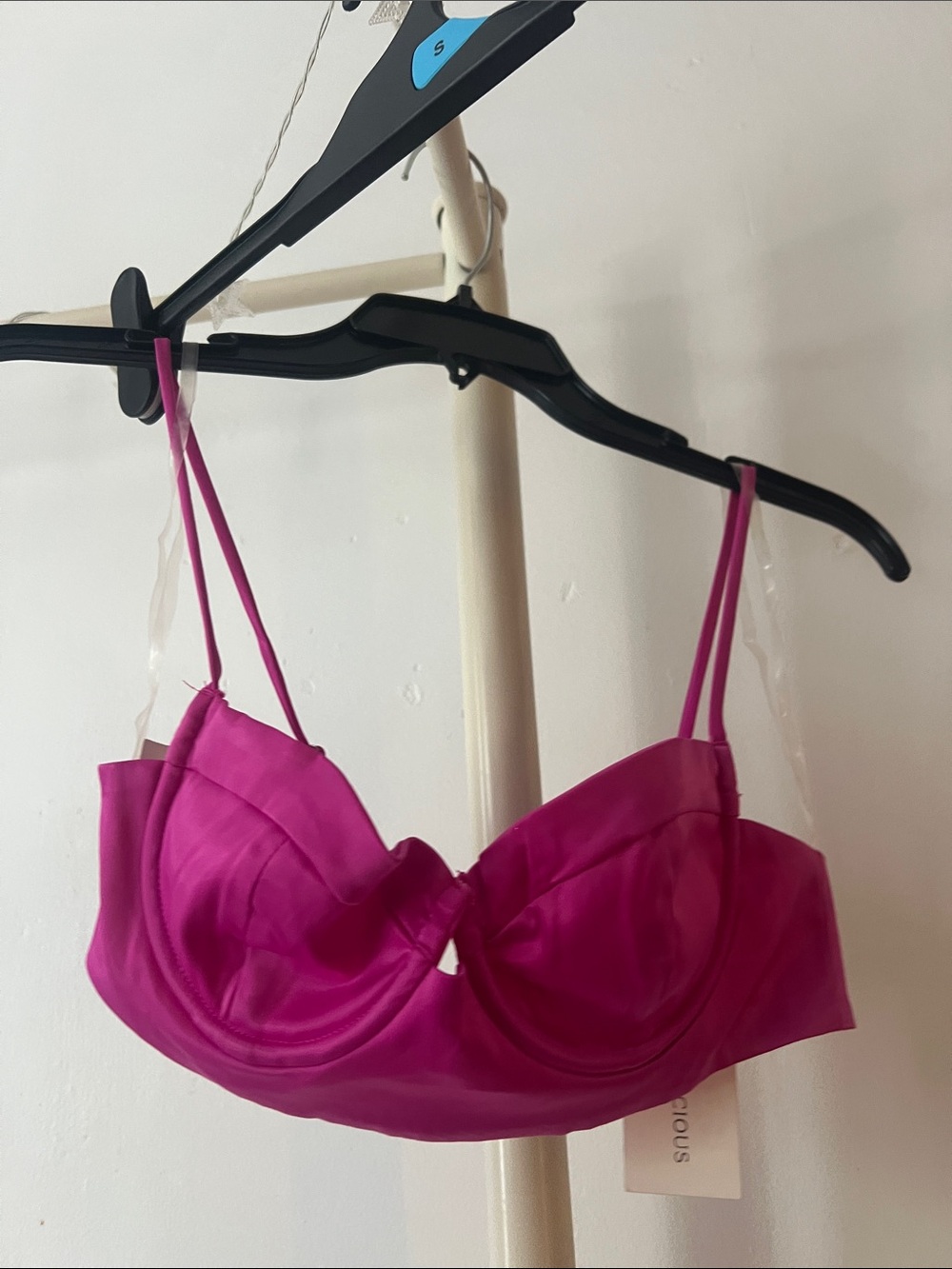 Fuchsia Satin Underwire Bralette Top with Adjustable Straps